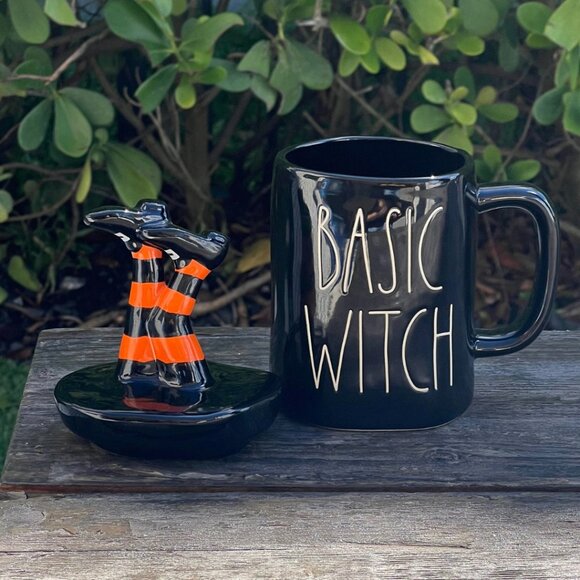 Rae Dunn Basic Witch Black Mug Witches Feet Topper - Picture 3 of 5